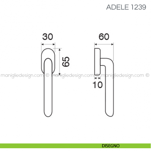 Maniglia per finestra martellina DK Adele Fimet Handles disegno
