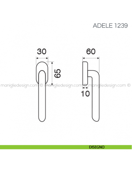 Maniglia per finestra martellina DK Adele Fimet Handles disegno