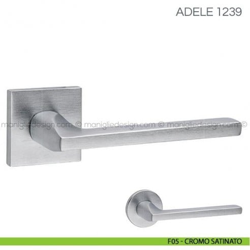 Maniglia per porta Adele Fimet Handles con rosetta quadrata bassa F05 - Cromo Satinato