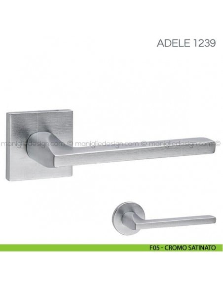 Maniglia per porta Adele Fimet Handles con rosetta quadrata bassa F05 - Cromo Satinato