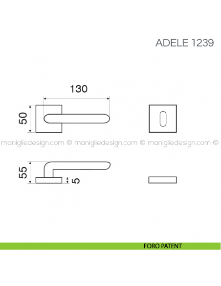 Maniglia per porta Adele Fimet Handles con rosetta quadrata bassa foro patent