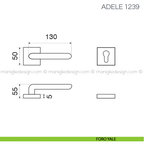 Maniglia per porta Adele Fimet Handles con rosetta quadrata bassa foro yale