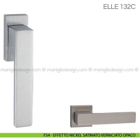 Maniglia per finestra martellina DK Elle Fimet Handles F54 - Effetto Nickel Satinato Verniciato Opaco