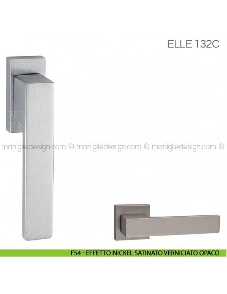 Maniglia per finestra martellina DK Elle Fimet Handles F54 - Effetto Nickel Satinato Verniciato Opaco