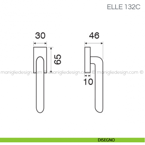 Maniglia per finestra martellina DK Elle Fimet Handles disegno