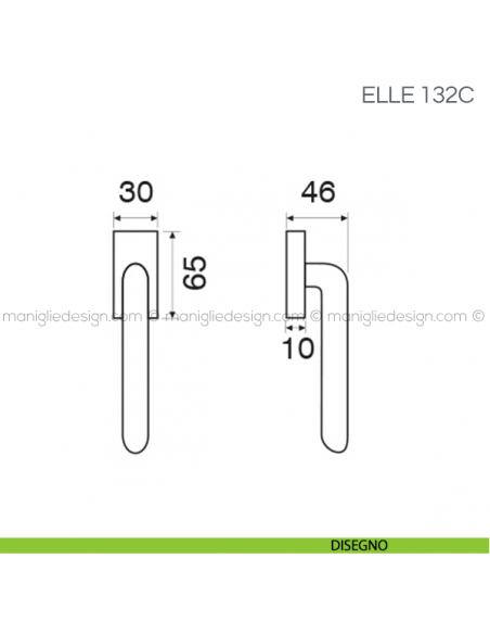 Maniglia per finestra martellina DK Elle Fimet Handles disegno