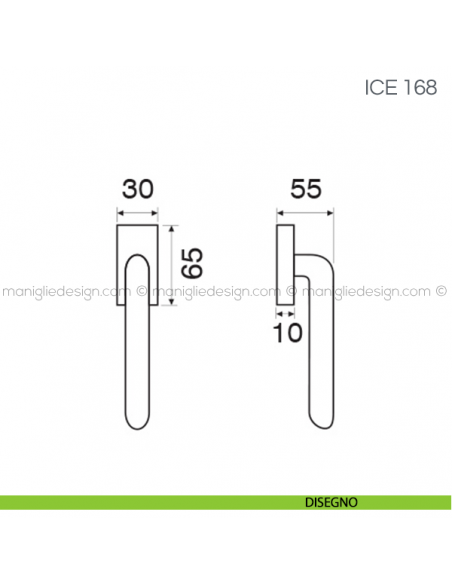 Maniglia per finestra martellina DK Ice Fimet Handles disegno