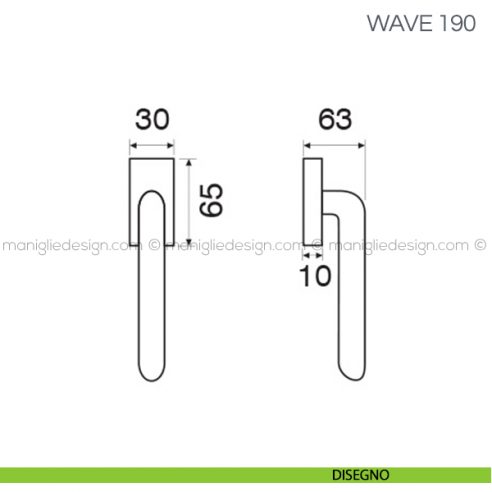 Maniglia per finestra martellina DK Wave Fimet Handles disegno
