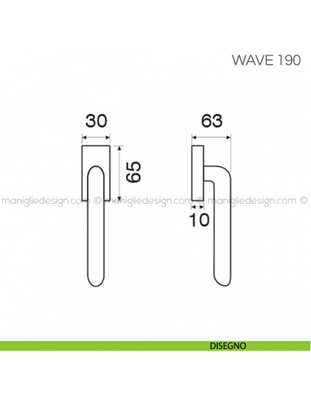 Maniglia per finestra martellina DK Wave Fimet Handles disegno