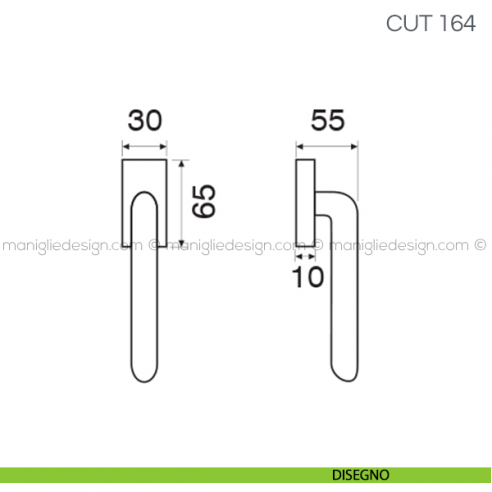 Maniglia per finestra martellina DK Cut Fimet Handles disegno