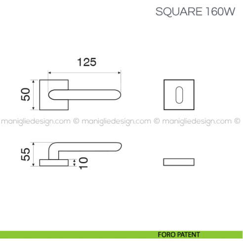 Maniglia con inserto in legno per porta Square Fimet Handles foro patent