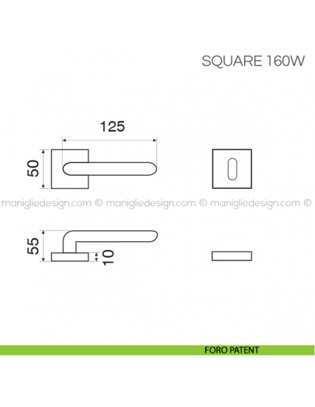 Maniglia con inserto in legno per porta Square Fimet Handles foro patent