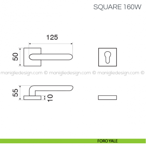 Maniglia con inserto in legno per porta Square Fimet Handles foro yale