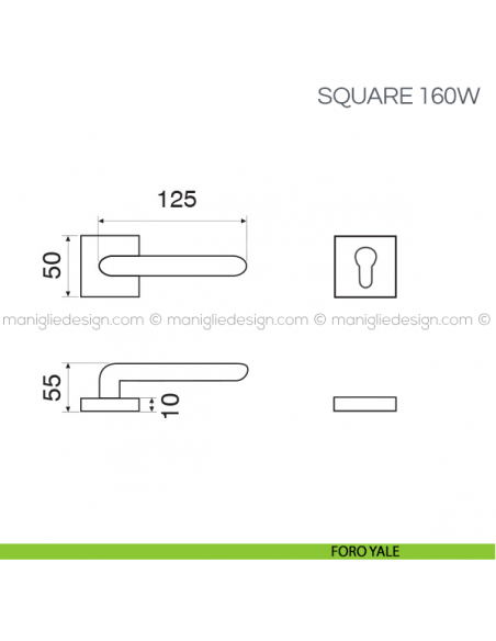 Maniglia con inserto in legno per porta Square Fimet Handles foro yale
