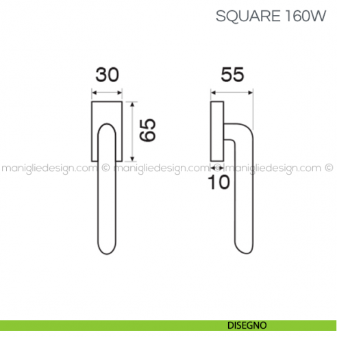 Maniglia con inserto in legno per finestra Square Fimet Handles disegno