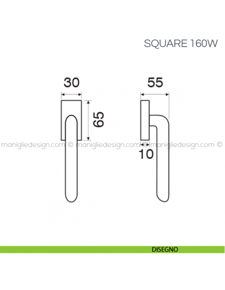 Maniglia con inserto in legno per finestra Square Fimet Handles disegno