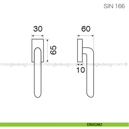 Maniglia per finestra martellina DK Sin Fimet Handles disegno