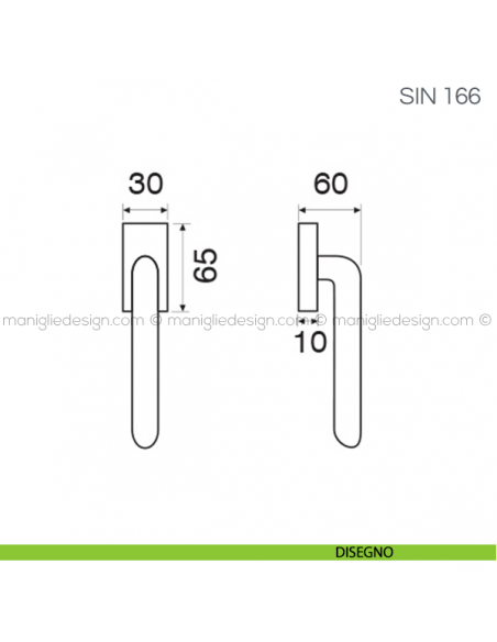 Maniglia per finestra martellina DK Sin Fimet Handles disegno