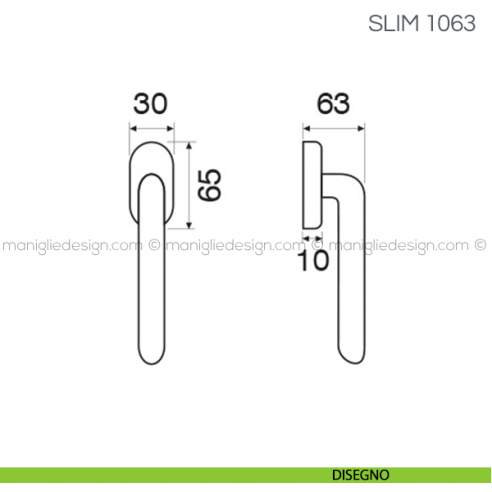 Maniglia per finestra martellina DK Slim Fimet Handles disegno