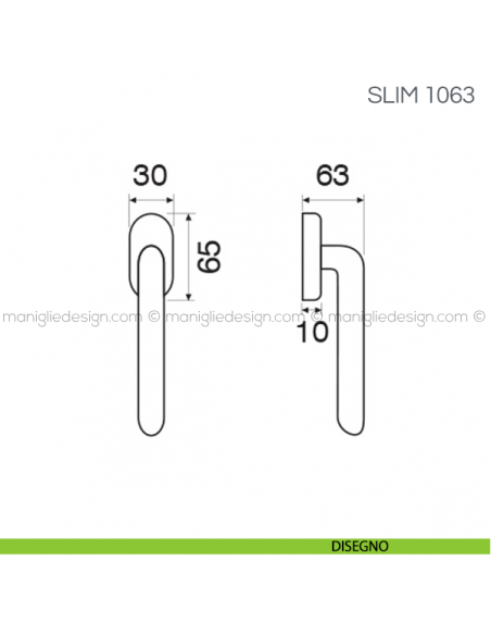 Maniglia per finestra martellina DK Slim Fimet Handles disegno