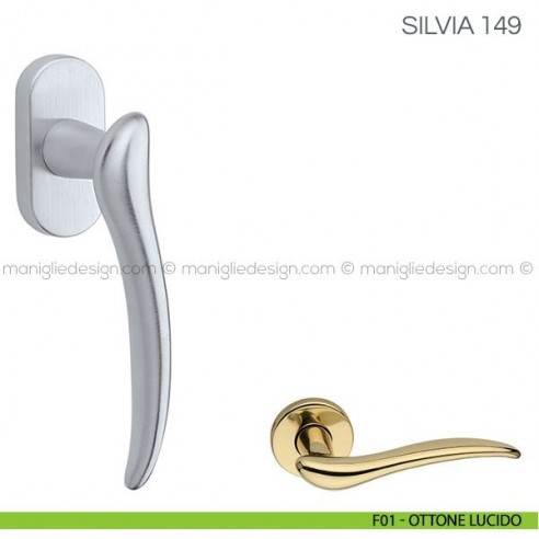 Maniglia per finestra martellina DK Silvia Fimet Handles F01 - Ottone Lucido