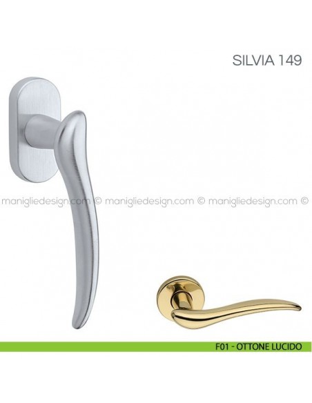 Maniglia per finestra martellina DK Silvia Fimet Handles F01 - Ottone Lucido