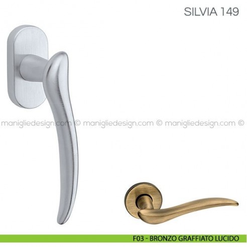 Maniglia per finestra martellina DK Silvia Fimet Handles F03 - Bronzo Graffiato Lucido