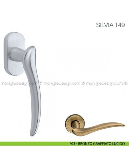 Maniglia per finestra martellina DK Silvia Fimet Handles F03 - Bronzo Graffiato Lucido