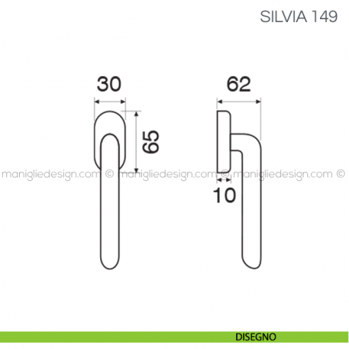 Maniglia per finestra martellina DK Silvia Fimet Handles disegno