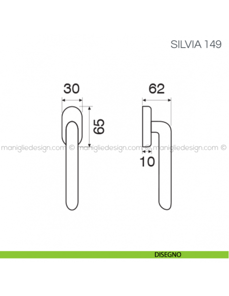 Maniglia per finestra martellina DK Silvia Fimet Handles disegno
