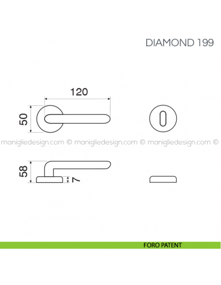 Maniglia per porta Diamond Fimet Handles foro patent