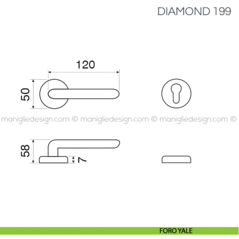 Maniglia per porta Diamond Fimet Handles foro yale