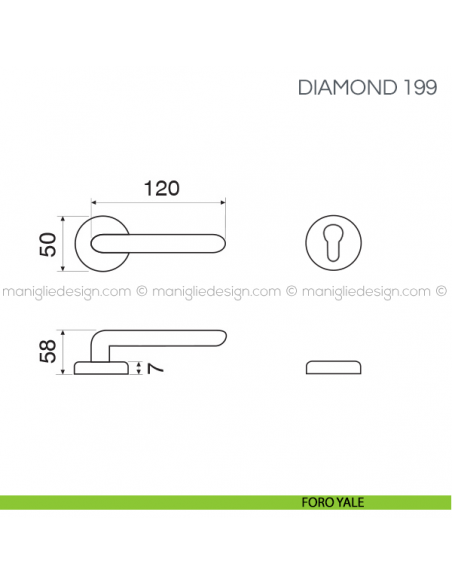 Maniglia per porta Diamond Fimet Handles foro yale