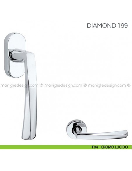 Maniglia per finestra martellina DK Diamond Fimet Handles F04 - Cromo Lucido