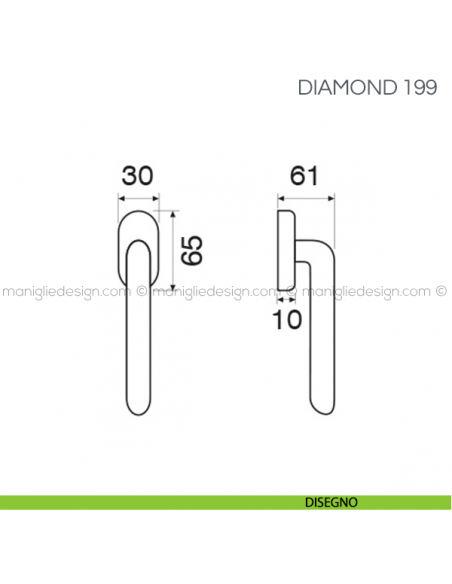 Maniglia per finestra martellina DK Diamond Fimet Handles disegno