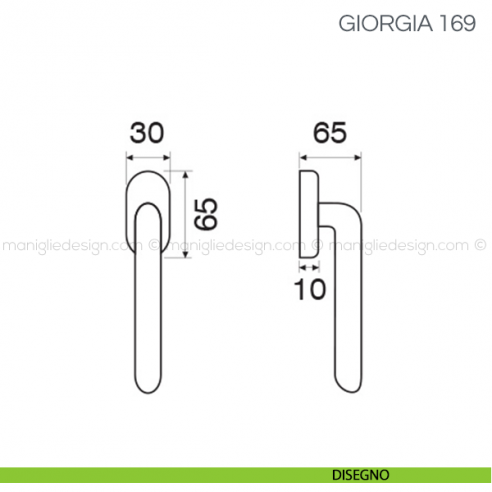 Maniglia per finestra martellina DK Giorgia Fimet Handles disegno