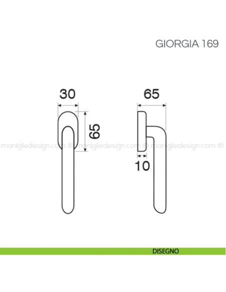 Maniglia per finestra martellina DK Giorgia Fimet Handles disegno