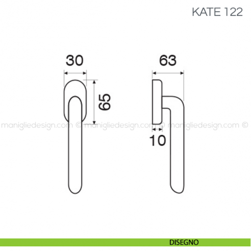 Maniglia per finestra martellina DK Kate Fimet Handles disegno