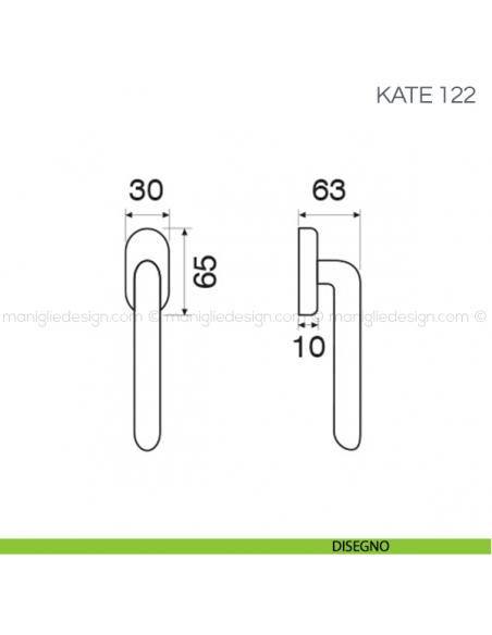 Maniglia per finestra martellina DK Kate Fimet Handles disegno