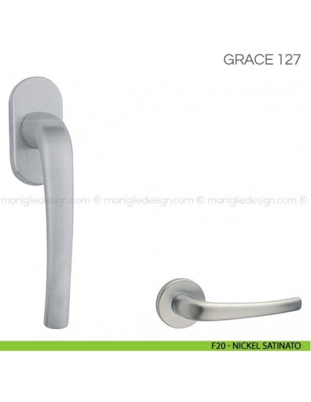 Maniglia per finestra martellina DK Grace Fimet Handles F20 - Nickel Satinato