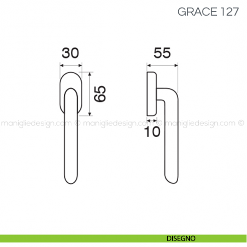 Maniglia per finestra martellina DK Grace Fimet Handles disegno