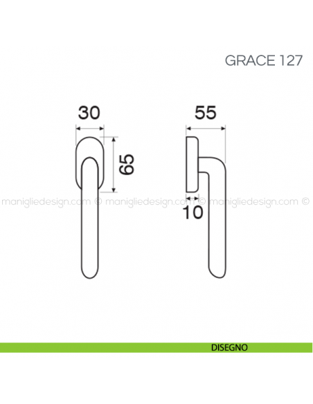Maniglia per finestra martellina DK Grace Fimet Handles disegno