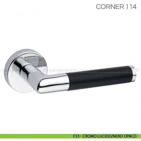 Maniglia per porta Corner Fimet Handles F33 - Cromo Lucido/Nero Opaco
