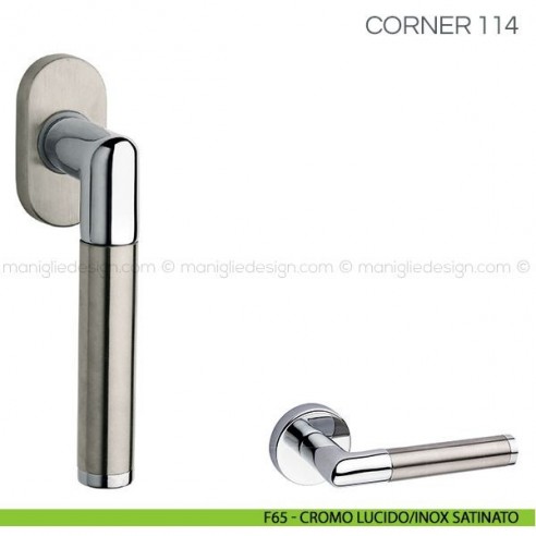 Maniglia per finestra martellina DK Corner Fimet Handles F65 - Cromo Lucido/Inox Satinato