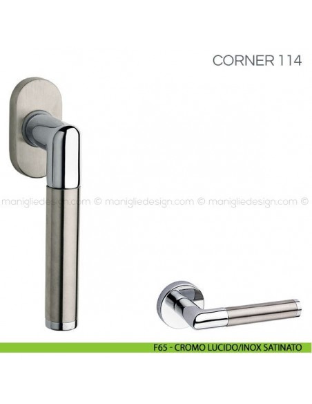 Maniglia per finestra martellina DK Corner Fimet Handles F65 - Cromo Lucido/Inox Satinato