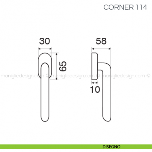 Maniglia per finestra martellina DK Corner Fimet Handles disegno