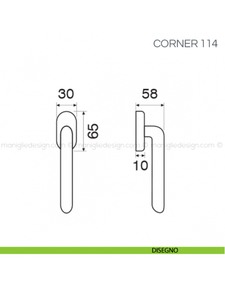 Maniglia per finestra martellina DK Corner Fimet Handles disegno