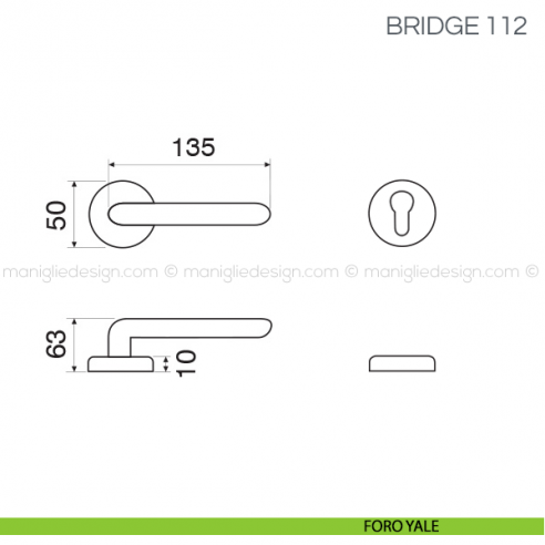 Maniglia per porta Bridge Fimet Handles foro yale