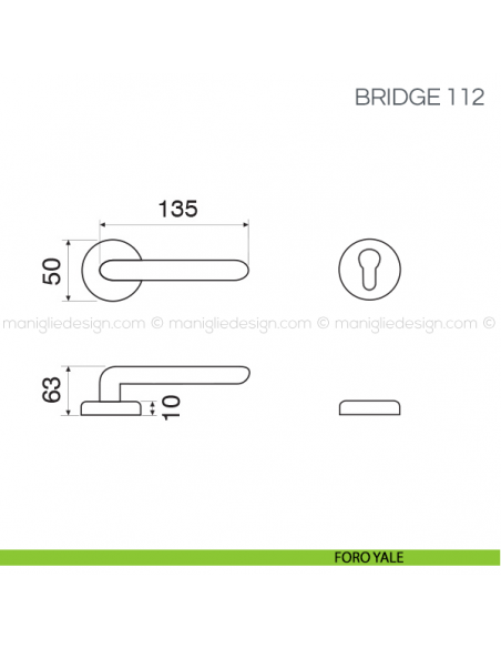 Maniglia per porta Bridge Fimet Handles foro yale