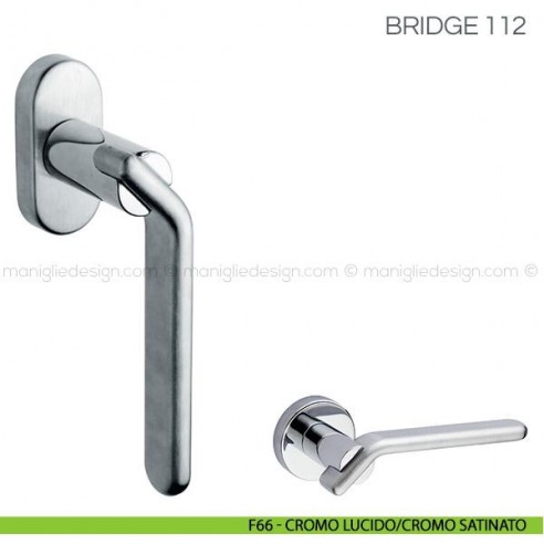 Maniglia per finestra martellina DK Bridge Fimet Handles F66 - Cromo Lucido/Cromo Satinato